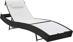 vidaXL - Ligbed - met - kussen - poly - rattan - zwart