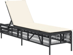 vidaXL - Ligbed - met - kussen - poly - rattan - zwart