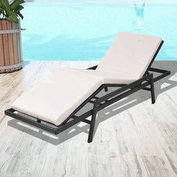 vidaXL - Ligbed - met - kussen - poly - rattan - zwart