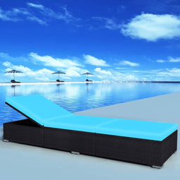 vidaXL - Ligbed - met - kussen - poly - rattan - zwart