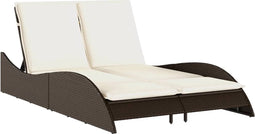 vidaXL - Ligbed - met - kussens - 114x205x73 - cm - poly - rattan - bruin