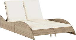 vidaXL - Ligbed - met - kussens - 114x205x73 - cm - poly - rattan - beige