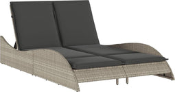 vidaXL - Ligbed - met - kussens - 114x205x73 - cm - poly - rattan - lichtgrijs