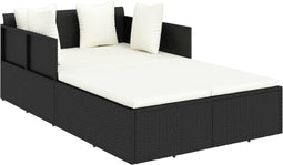 vidaXL - Ligbed - met - kussens - 182x118x63 - cm - poly - rattan - zwart