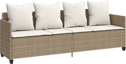 vidaXL - Ligbed - met - kussens poly - rattan - beige