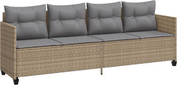 vidaXL - Ligbed - met - kussens poly - rattan - beige
