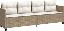 vidaXL - Ligbed - met - kussens poly - rattan - beige