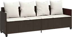 vidaXL - Ligbed - met - kussens - poly - rattan - bruin