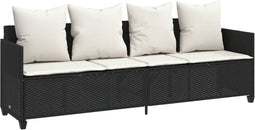 vidaXL - Ligbed - met - kussens - poly - rattan - zwart