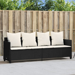 vidaXL - Ligbed - met - kussens - poly - rattan - zwart