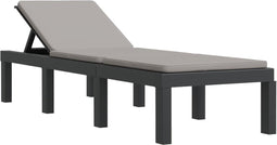 vidaXL - Ligbed - met - kussens - PP - antracietkleurig