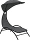 vidaXL - Ligbed - met - luifel - 167x80x195 - cm - stof - en - staal - donkergrijs