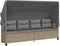vidaXL - Ligbed - met - luifel - en - kussen - poly - rattan beige