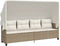 vidaXL - Ligbed - met - luifel - en - kussen - poly - rattan beige