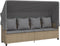 vidaXL - Ligbed - met - luifel - en - kussen - poly - rattan beige