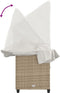 vidaXL - Ligbed - met - luifel - en - kussen - poly - rattan beige