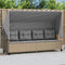 vidaXL - Ligbed - met - luifel - en - kussen - poly - rattan beige