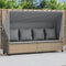 vidaXL - Ligbed - met - luifel - en - kussen - poly - rattan beige