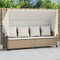 vidaXL - Ligbed - met - luifel - en - kussen - poly - rattan beige
