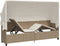vidaXL - Ligbed - met - luifel - en - kussen - poly - rattan beige