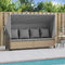 vidaXL - Ligbed - met - luifel - en - kussen - poly - rattan beige