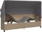 vidaXL - Ligbed - met - luifel - en - kussen - poly - rattan beige