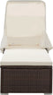 vidaXL - Ligbed - met - luifel - en - kussen - poly - rattan - bruin