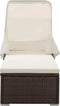 vidaXL - Ligbed - met - luifel - en - kussen - poly - rattan - bruin