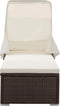 vidaXL - Ligbed - met - luifel - en - kussen - poly - rattan - bruin