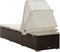 vidaXL - Ligbed - met - luifel - en - kussen - poly - rattan - bruin