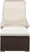 vidaXL - Ligbed - met - luifel - en - kussen - poly - rattan - bruin