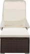 vidaXL - Ligbed - met - luifel - en - kussen - poly - rattan - bruin