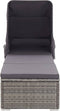 vidaXL - Ligbed - met - luifel - en - kussen - poly - rattan - grijs