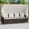 vidaXL - Ligbed - met - luifel - en - kussens - poly - rattan - bruin