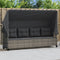 vidaXL - Ligbed - met - luifel - en - kussens - poly - rattan grijs