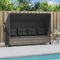 vidaXL - Ligbed - met - luifel - en - kussens - poly - rattan grijs