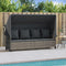vidaXL - Ligbed - met - luifel - en - kussens - poly - rattan grijs