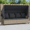 vidaXL - Ligbed - met - luifel - en - kussens - poly - rattan lichtgrijs