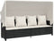 vidaXL - Ligbed - met - luifel - en - kussens - poly - rattan - zwart