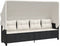 vidaXL - Ligbed - met - luifel - en - kussens - poly - rattan - zwart