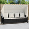 vidaXL - Ligbed - met - luifel - en - kussens - poly - rattan - zwart