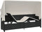 vidaXL - Ligbed - met - luifel - en - kussens - poly - rattan - zwart