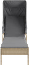 vidaXL - Ligbed - met - luifel - en - tafel - poly - rattan - beige