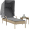 vidaXL - Ligbed - met - luifel - en - tafel - poly - rattan - beige