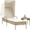 vidaXL - Ligbed - met - luifel - en - tafel - poly - rattan - beige