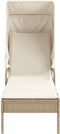 vidaXL - Ligbed - met - luifel - en - tafel - poly - rattan - beige