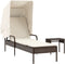 vidaXL - Ligbed - met - luifel - en - tafel - poly - rattan - bruin