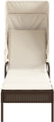 vidaXL - Ligbed - met - luifel - en - tafel - poly - rattan - bruin