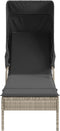 vidaXL - Ligbed - met - luifel - en - tafel - poly - rattan - lichtgrijs
