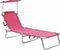 vidaXL - Ligbed - met - luifel - inklapbaar - staal - magenta